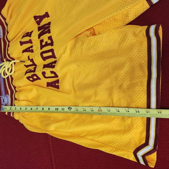 Bel-Air Academy Basketball Shorts Yellow & Red Size M Athletic Mesh Sports Appar - Picture 4 of 12
